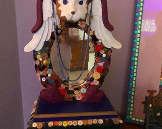 SOLD. Angel cat encrusted with buttons
