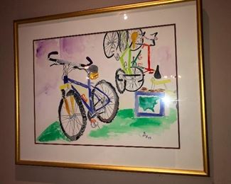 Lots of bikes, bike-themed art, and bike-race paraphernalia 