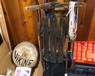 Old sled and Viking weights