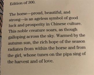 Nobility serigraph, complete with "tunes on the pipa." (Cher, I'm not being snarky, it says it right there, "tunes on the pipa sing of harvest and love.") (What is a "pipa," BTW, and can it sing tunes of death and despair as well? We want to appeal to milleniels, too)