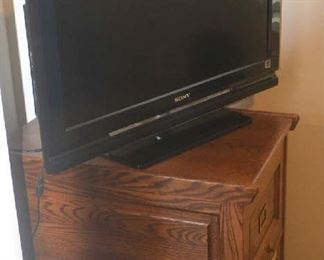 oak 2 drawer filing cabinet, flat screen television - ONLY TV IS AVAILABLE FOR SATURDAY PURCHASE
