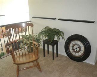 rocker, wall clock, décor ROCKING CHAIR AND PLANT ONLY AVAILABLE FOR SATURDAY PURCHASE