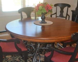 round dining table with 6 chairs - large leaf not pictured