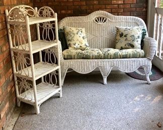 Wicker loveseat and shelf