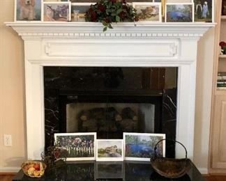 Great signed prints, by local artist, basket with alabaster fruit, rugs