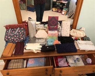 Vintage evening bags and gloves, wallets, scarves and more
