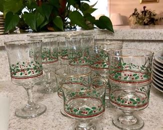 Vintage Libbey "Holly & Ivy" Christmas glasses