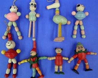 1930s wood and celluloid toys, humpty dumpty etc.