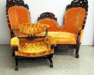 Victorian Settee, Slipper chair
