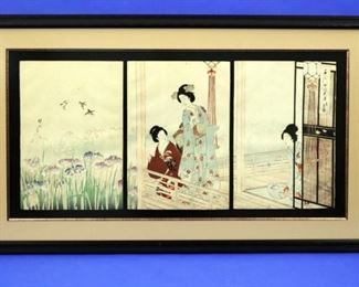 Toyohara Chikaonda Woodblock triptych
