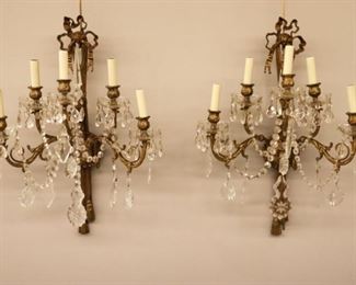 Pair of electrified bronze sconces