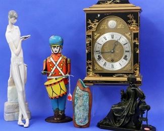Marcello Fantoni Vase, Lladro Figure. Bronze, Elliot clock, Wolverine "Drum Major" (works)