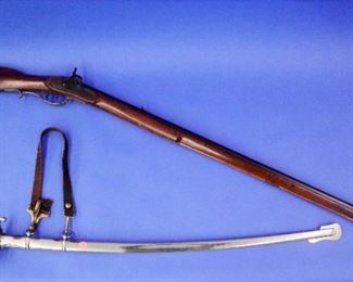 Black Powder Rifle w/ J & W Aston lock, Pettibone & Co. Sword