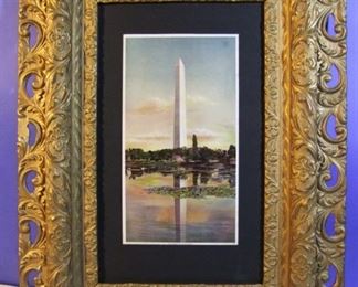 1899 Chromolitho of the Washington Monument in Victorian frame,  22" X 30"

