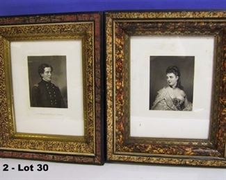 1861 Engraved Portraits of General Meredith Read & Wife. Period oval frames.
