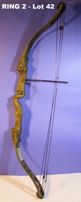 Vintage "Bear" Bruin model compound Bow, 60# Draw, Camo decorated heavy metal.
