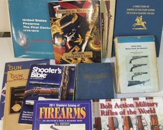 11 various books on Firearms including: 1990 "A Directory of American Military Goods, Dealers & Makers 1785-1915"; 1944 "United States Martial Pistols and Revolvers" by Gluckman; etc.
