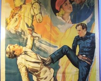 1930s Action scene section of huge "Sons of the West" movie poster, 40" X 54"
