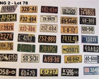 42-1953 Collection of metal "Wheaties" premium  mini USA State bike license plates incl Canada.
