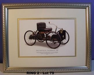 Nice Framed Color Litho of Henry Fords 1st Auto. 14" X 18"
