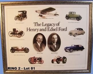 2006 Lg. Framed Color litho of "The Legacy of Henry & Edsel Ford" 24" X 30"
