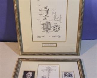 2 Framed US Patent prints for Henry Ford Carb & Steering Mechanism. Largest: 18" X 22"
