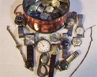 Tin full of Various Wrist Watches incl. some Vintage etc. 
