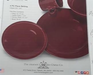 Fiesta bowl, plate, mug set in burgundy