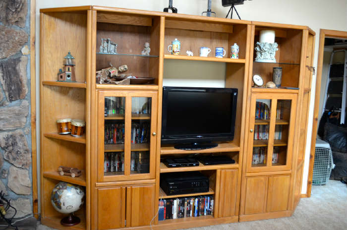 This entertainment center is large but is in five pieces butted up together.