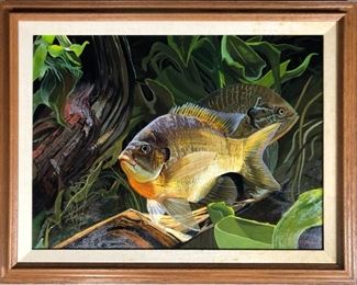 Oil On Board of Fish