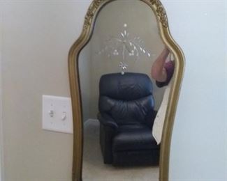 Antique early etched glass mirror