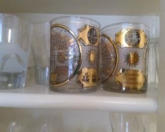 Vintage gold leaf barware