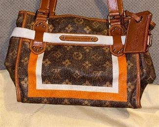 AUTHENTIC LOUIS VUITTON MONOGRAM TISSE SAC RAYURE PM TOTE GREAT CONDITION