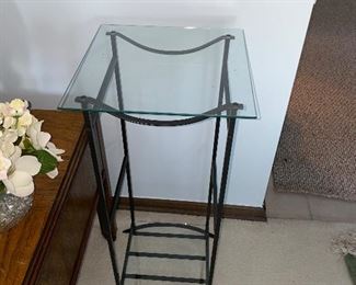 GLASS AND METAL TALL TABLE