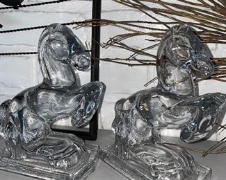 GLASS HORSE BOOKENDS