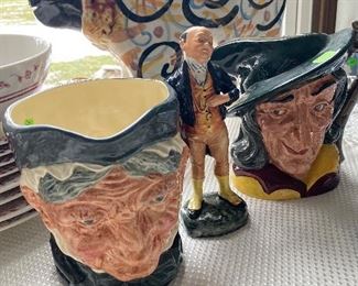 ROYAL DOULTON TOBY MUGS AND FIGURINE