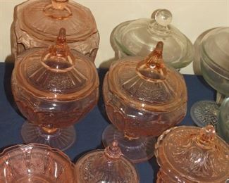 PINK DEPRESSION GLASS.