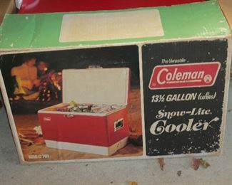 VINTAGE METAL COOLER STILL IN BOX.