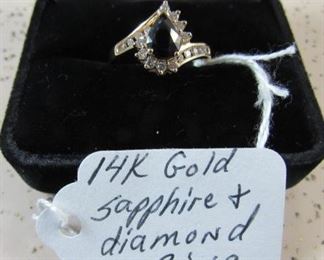 14K Gold, Sapphire & Diamond Ring