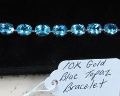 10K Gold & Blue Topaz Bracelet