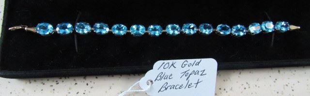 10K Gold & Blue Topaz Bracelet