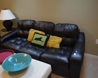 Black Faux Leather Sofa