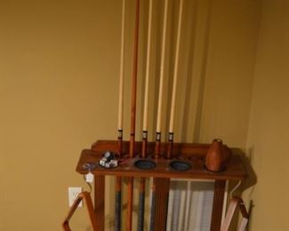 Billiards Rack & Cues