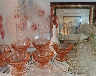 Pink Depression glass Tara and more