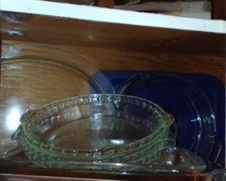 This kitchen is loaded down with collectibles Tupperware and more
Casserole dishes & pie plates