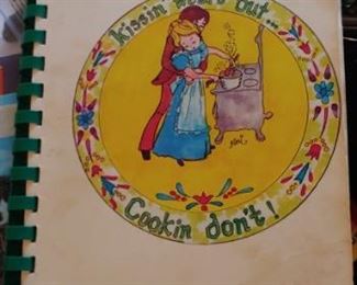If he won’t cook books there is a huge selection here love this vintage Thomaston cookbook