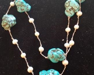 Beautiful turquoise and pearl necklace