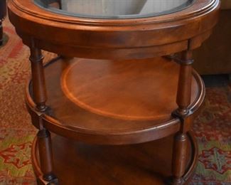 Tiered glass top side table