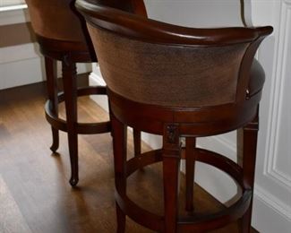 Pair of leather swivel barstools