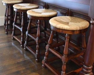 Set of 4 rush seat counter stools